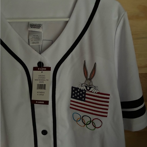 White Bugs Bunny Olympic Womens Jersey NWT size XL - Picture 2 of 5